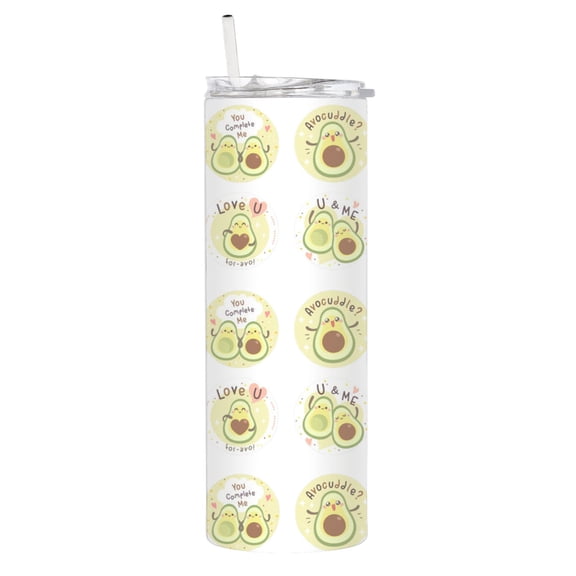 Avocuddle 20 oz Stainless Steel Insulated Tumbler with Lid and Straw, Karla Giselle