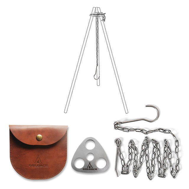 GOLDACE Equipo y equipo de camping de acero inoxidable – Juego de accesorios de cocina para fogatas – Utensilios de cocina redondos portátiles irradiados – Utensilios de cocina para camping con horno