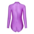 thumbnail image 4 of YONGHS Women's Mock Turtle Neck Long Sleeve Bodysuit Zipper Back Stretchy Gymnastics Dance Leotard Purple S, 4 of 7
