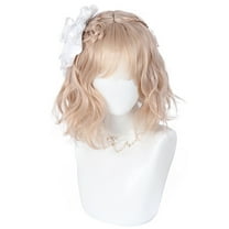Unique Bargains Wigs for Women 14" Beige Curly Wig with Wig Cap