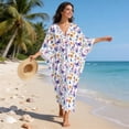 thumbnail image 5 of Xixirimido Colorful Butterfly Floral Print Kaftan Dresses for Women Plus Size V Neck Caftans Long Batwing Sleeve Beach Cover Ups Summer Beach Dress, 5 of 7