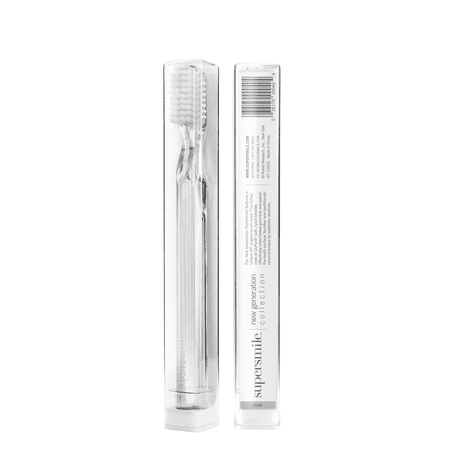 Supersmile New Generation Toothbrush w/Patented 45° Soft Nylon Bristles - Whitening Tooth Brush w/Ergonomic Handle Guarantees ADA Recommended Brushing Angle for Adults & Children (Clear), 1 Count