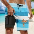 thumbnail image 4 of Mens Beach Shorts Summer Vacation Quick Dry Swim Trunks with Compression Liner Holiday Print Board Shorts, 4 of 4