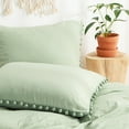 thumbnail image 4 of Sage Green Pom Poms Pillowcases, Green Queen Pillow Cases Set of 2, 100% Washed Microfiber, Dark Sea Green Pillow Cover, 2 Pack, 4 of 7