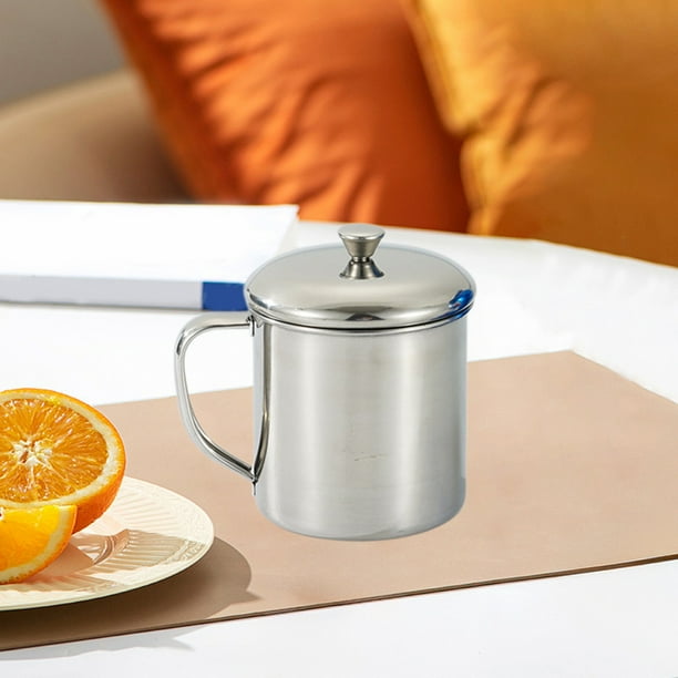 Vaso infantil de acero inoxidable 304 con tapa y asa | Vaso de agua seguro para niños de preescolar y escuela | Taza antiderrames para bebidas frías y calientes | Juego de 1 pieza