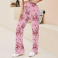 thumbnail image 2 of Top-kevin Pink Love Heart Crab Women's Straight Lace Up Yoga Pants Flare Loose Comfy Lounge Wide Leg High Waist, 2 of 13