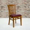 Flash Furniture HERCULES Series Vertical Slat Back Cherry Wood Restaurant Chair - Burgundy Vinyl Seat