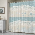 thumbnail image 5 of Ocean Beach Shower Curtain, Abstract Beige Beach Blue Sea Star Turtle Crab Coral Waterproof Shower Curtain Set with 12 Hooks Lightweight Bath Curtains Fabric Bathroom Decor 72x72 Inches, 5 of 9