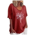 thumbnail image 1 of EQWLJWE Chemises pour Femmes Liquidation T-Shirts pour Femmes Chemises Aguichant pour Femmes Col Rond Manches Courtes Hauts Blouse Imprimée Régulière, 1 of 6