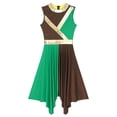 thumbnail image 5 of DPOIS Women Praise Dance Dress Sleeveless Liturgical Dancewear Worship Overlays Brown&Green S, 5 of 7