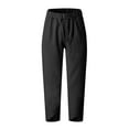thumbnail image 5 of cllios Cotton Linen Capri Pants for Women Summer Casual Elastic Waist Pant Straight Wide Leg Tulip Trouser with Pockets Printed Summer Cropped Trouser, 5 of 5