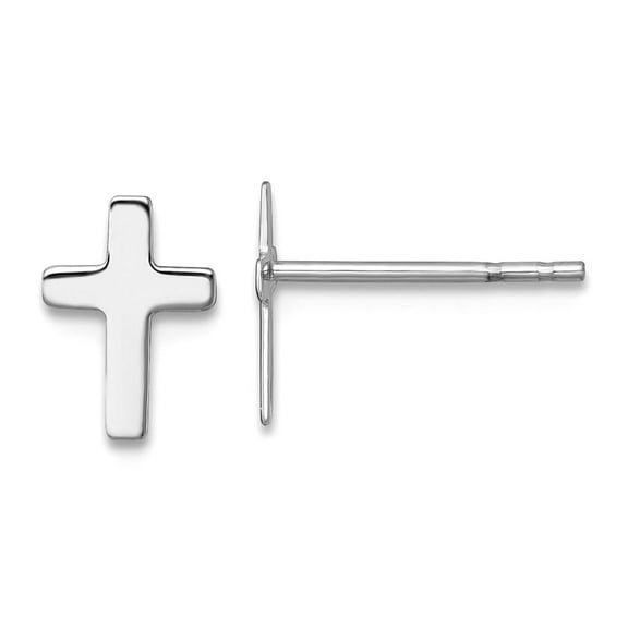 14k Solid White Gold Polished Religious Faith Cross Post Earrings 8.35x6.05mm Wide Stud Earring for Women