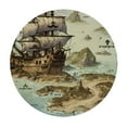 thumbnail image 4 of Sheronv Pirate Ship Round Table Cover Stain Resistant Washable for Indoor Outdoor Tablecloth Kitchen Dining Wedding Parties Waterproof 100% Polyester Fiber 38"-42, 4 of 8