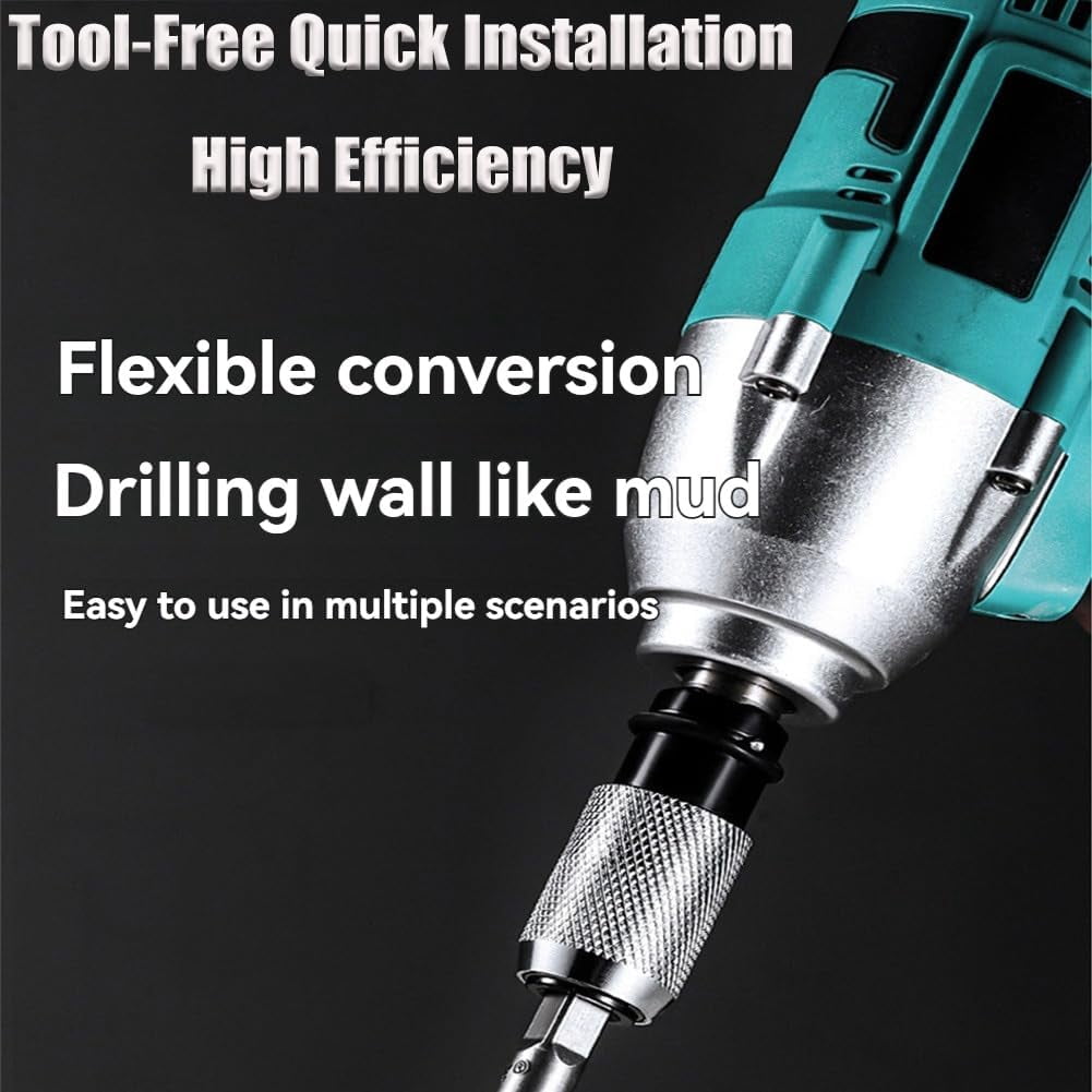 Rotary Hammer Adapter With Impact Drill Bits Set, Electric Hammer to Drill Converter, Versatile Hammer Adapter Set, Electric Wrench Adapter with 4 Hammer Bits for Tough Drilling Jobs (2pcs)