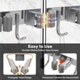 thumbnail image 5 of Mop and Broom Holder Wall Mount with 5 Racks and 4 Hooks, Heavy Duty Self-Adhesive Organizer for Kitchen, Laundry, Garage, Garden Storage, Silver – Includes 2 Extra Hooks, 5 of 9