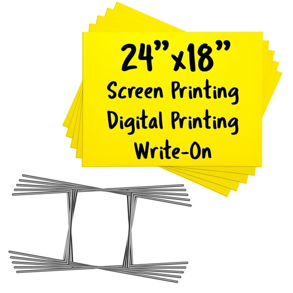 Pack of Blank Yellow Yard Signs 18x24 with H-stakes for Garage Sale, For Rent, Open House, Estate Sale, Now Hiring, or Political Lawn Signs (10)