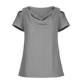 thumbnail image 5 of HAPIMO Women's Trendy Loose Pullover Clearance Casual Relaxed Workout Blouses Solid Color V Neck Shirts for Teen Girls Summer Tees Cold Shoulder Sleeve Gray S, 5 of 6