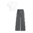 thumbnail image 1 of Zpanxa Girls Sets Ruched Short Length T Shirt with Bow Pocket and Long Pants Set 12-13 Years, 1 of 6