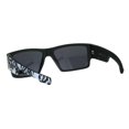 thumbnail image 2 of Locs Mens Gangster Skull Print Arm Plastic Rectangular Sunglasses All Black, 2 of 4