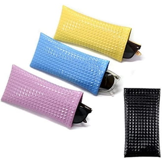 Squeeze Top Sunglass Pouch - Portable Organizer PU Leather Glasses Case 2 Pack V-LAFUYLIFE Glasses Case Soft 2 Pack - Portable Leather  main image 3