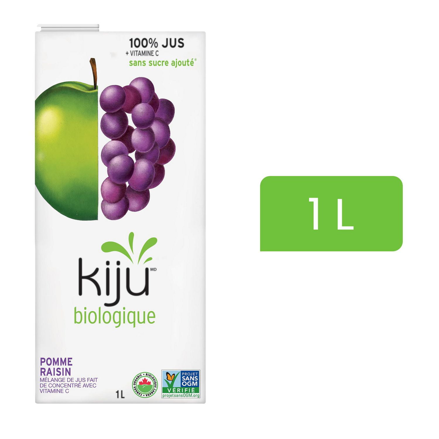 Mélange de jus de fruits pomme et raisin biologique Kiju 1 litre