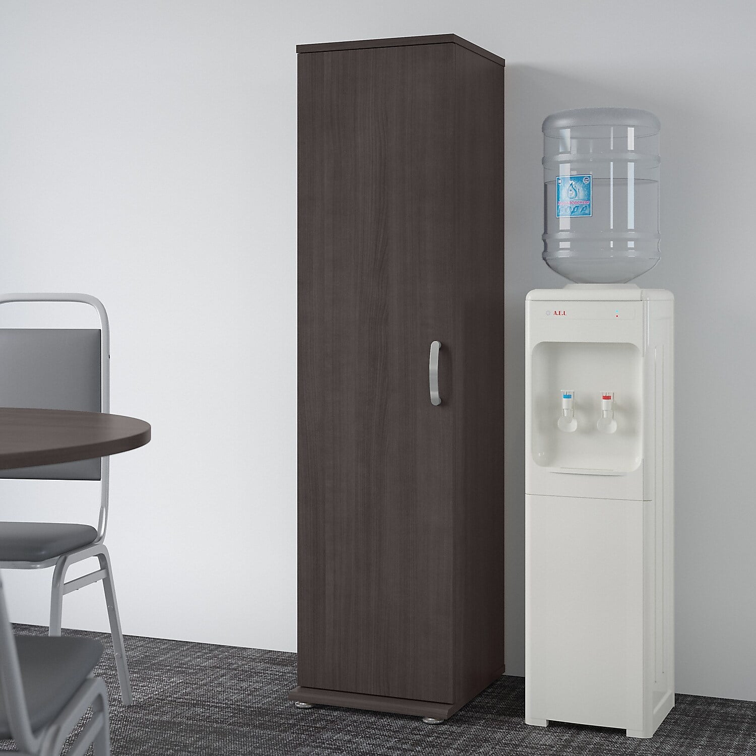 Universal Tall Narrow Storage Cabinet in White - Engineered Wood