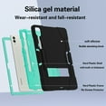 thumbnail image 2 of SaniMore Hybird Case for Samsung Galaxy Tab S9 Plus/X810/X816B/S9 FE Plus, Rugged Heavy Duty Protective Cover Hidden Kickstand Dual Angle Stand Shockproof Anti-drop Shell, Black+Mint, 2 of 7