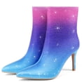 thumbnail image 5 of RONILURN Women's Rhinestone Ankle Boots Pointed Toe Stiletto High Heel Dressy Colorful Gradient Fashion Booties Dress Boots for Party & Special Occasions, 5 of 6