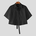 thumbnail image 3 of DAFPZW Men's Summer Short Sleeve Button Down Crop Shirt Loose Fit Casual Shirt Solid Color Collar Neck Clubwear Cropped Tops, 3 of 9