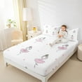thumbnail image 4 of jejeloiu Cute Ballet Girl Twin Sheet Sets,Kawaii Loves Stars Twin Fitted Sheet,Pink White Flat Sheet For Kids,Luxury Bedroom Decor,3-Piece, 4 of 7