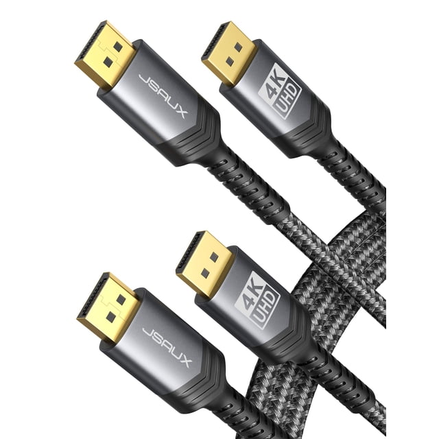 Cable DisplayPort JSAUX 4K @60Hz 2K @165Hz 2K @144Hz de 3 m, paquete de 2
