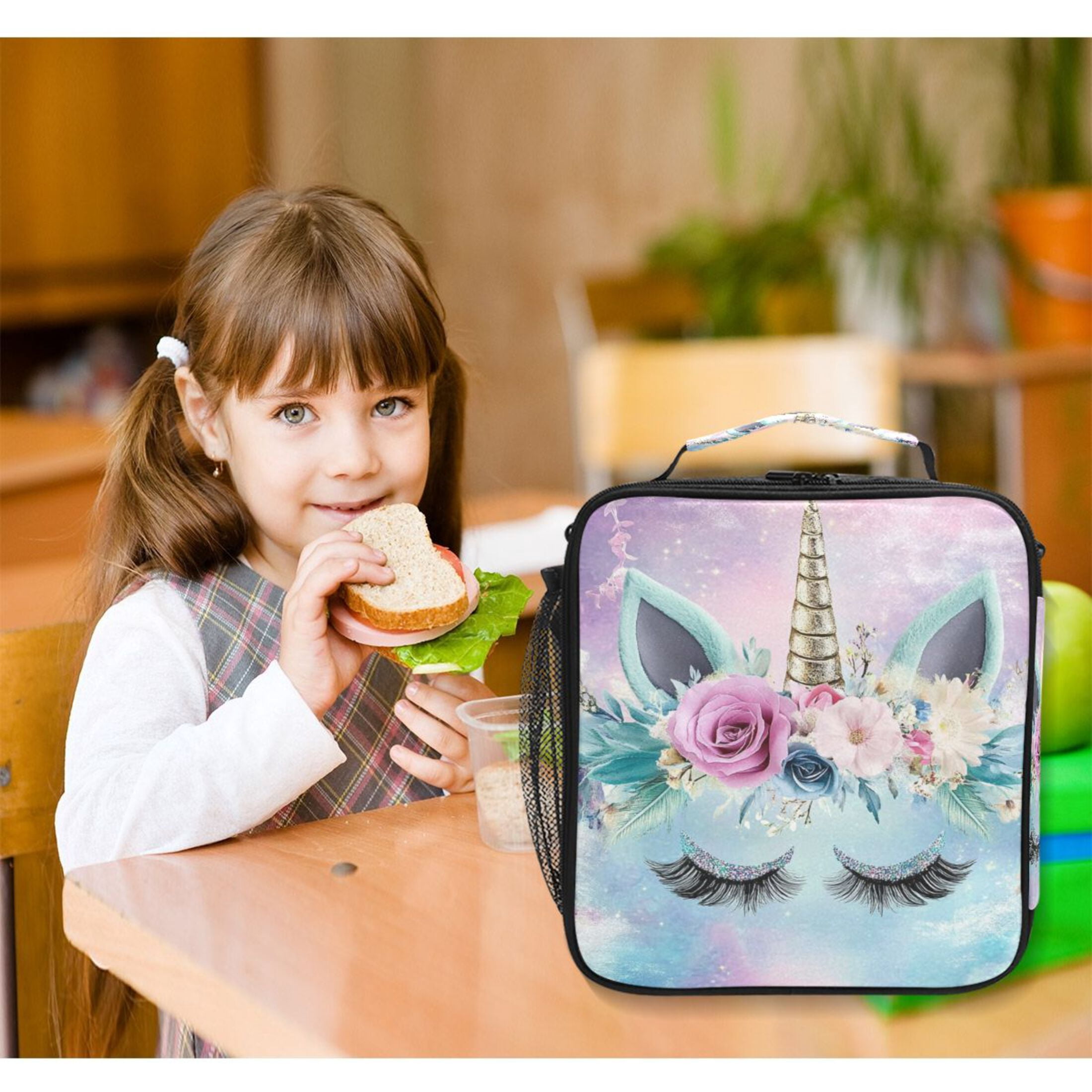ALAZA Cute Unicorn Lunch Box Insulated Lunch Bag Reusable Thermal Cooler Tote School Picnic