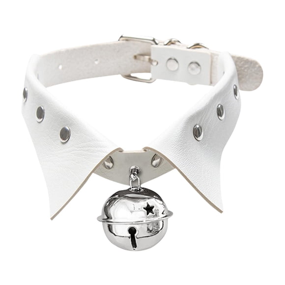Collar de gargantilla estilo Rock Zulema de cuero PU para niñas Cosplayer blanco