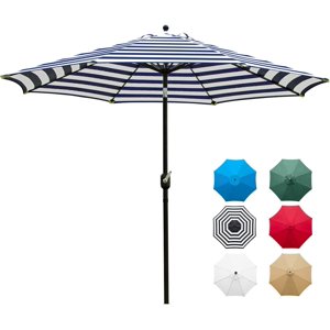 Bibana 9-Foot Patio Umbrella with Tilt, Blue and White