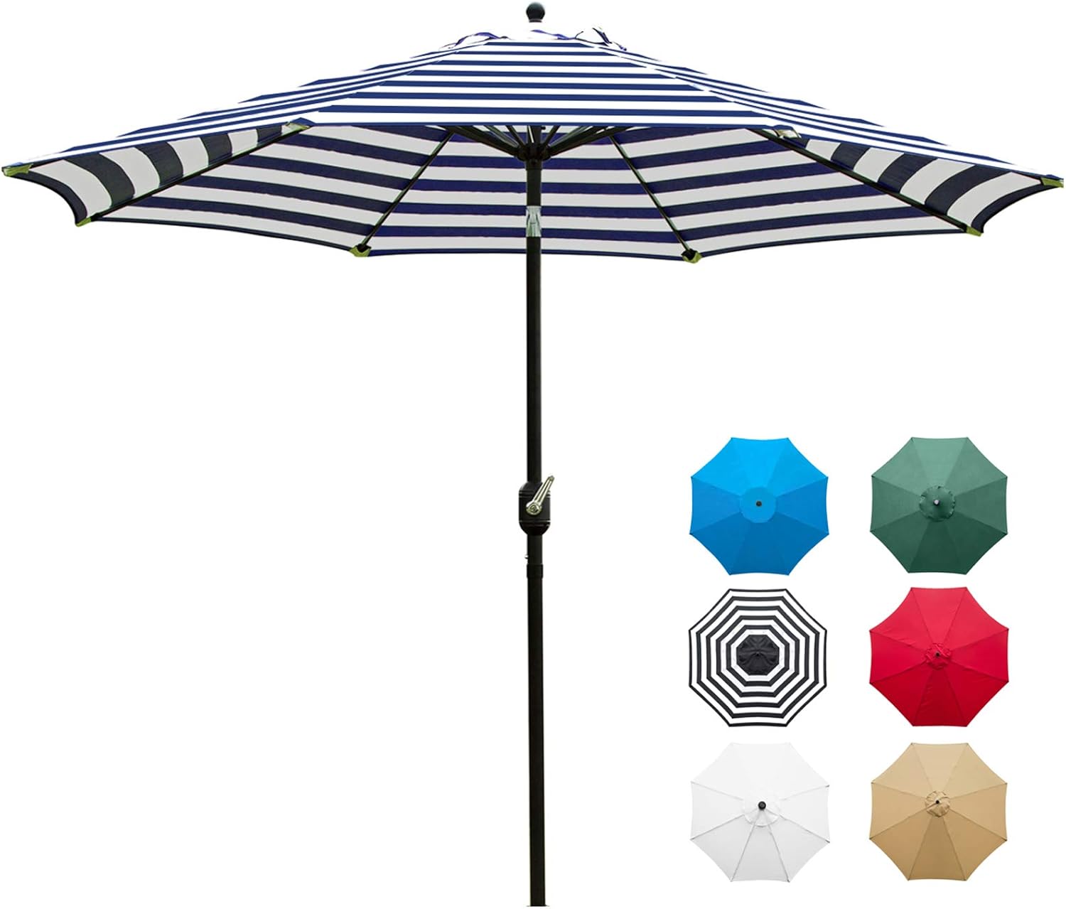 Bibana 9-Foot Patio Umbrella with Tilt, Blue and White photo 1