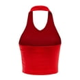 thumbnail image 4 of FashionMille Women's Regular Fit Sleeveless Ribbed Halter Crop Top, 4 of 5