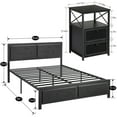 thumbnail image 3 of VECELO 3-Piece Bedroom Set Includes Full Platform Bed Frame and Nightstands with 2-Drawer, Black, 3 of 9