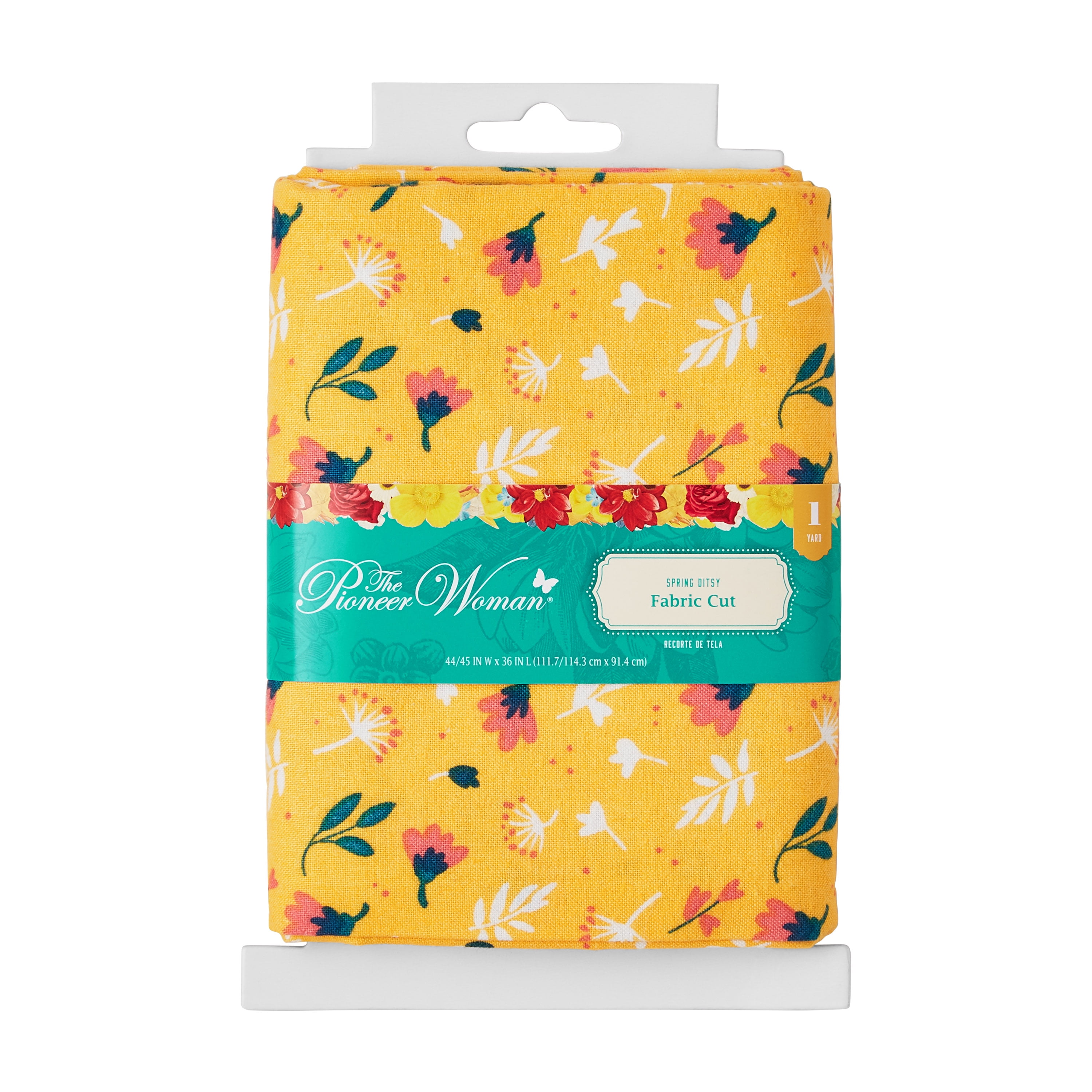 The Pioneer Woman 44' x 1 Yard Cotton Spring Ditsy Fabric Precut, Yellow