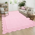 thumbnail image 2 of Garvee 9'x12' Scalloped Washable Area Rug Solid Border Carpet with Non Slip Backing, Soft Low Pile Rug for Living Room Bedroom Home Office, Pink, 2 of 10
