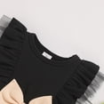 thumbnail image 4 of ZEHJUHAN Toddler Girl's Ruffle Sleeve Bow Princess Dress Sleeveless Round Neck 3D Floral Embroidery Mesh Party Dresses Black，2Y, 4 of 7