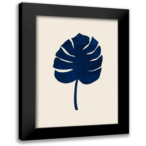 Artographie Studio 18x24 Black Modern Framed Museum Art Print Titled - Monstera Marble Blue