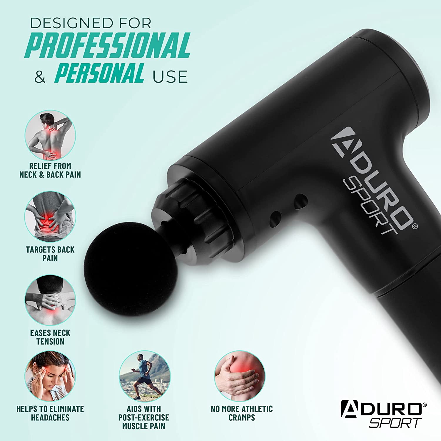Aduro Percussion Massage Gun Deep Tissue Muscle Therapy Handheld Elite Recovery for Athletes Full  Neck Shoulder Pain Relief Black