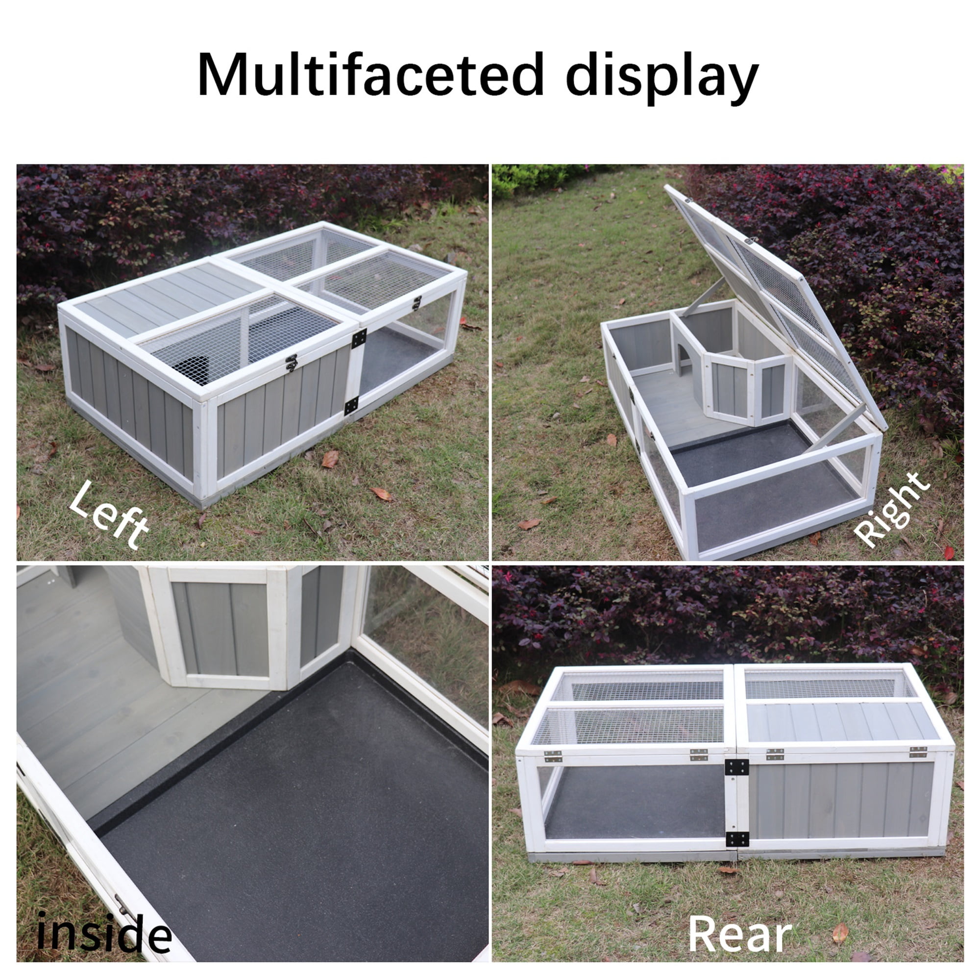 Pefilos 43" Outdoor Tortoise Habitat Wooden Tortoise House with Tray Indoor Turtle Enclosure for Small Animals Reptile Cage, Gray Pefilos 43" Outdoor Tortoise Habitat Wooden Tortoise House with Tray Indoor Turtle Enclosure for Small Animals Reptile Cage, Gray