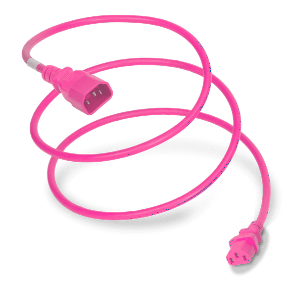 World Cord Sets 1.5 Foot IEC 60320 C14 to C13 PDU Style Heavy Duty 15 Amp Power Cable (Pink)