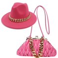 thumbnail image 4 of Fedora-sombrero con cadena grande para mujer, sombrero de piel de dos piezas, Panamá, Jazz, francés, elegante, Color Natural, cabeza de 55-61 tamaños, 4 of 4