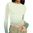 thumbnail image 4 of Gradient Long Sleeve Tops for Women Slim Fit Stretchy Crewneck Tee Fall Winter Ombre Fitted Basic Shirt, 4 of 7