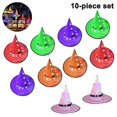 thumbnail image 2 of Halloween Decorations Outdoor Hanging Lighted Glowing Witch Hat Decorations With Halloween Lights String Battery Operated Halloween Decor Compatible W, 2 of 5