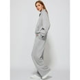 thumbnail image 3 of Previn Women's Billowy 2 Piece Outfit Band Collar Long Sleeve Shirt With Pants Set Comfy Half Zip Chic Fall Jogger Activewear Set Light Grey Medium, 3 of 5