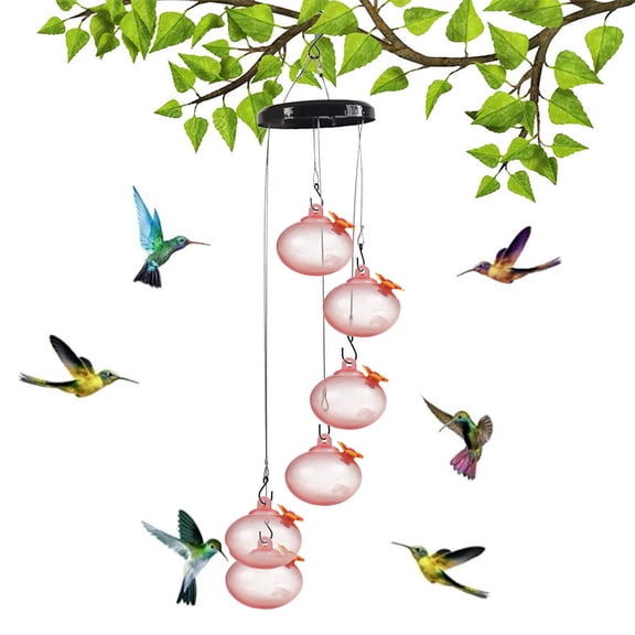 Charming Wind Chimes Hummingbird feeders,Hanging Hummingbird Feeder,Outdoors Hanging ant and bee Proof,Decorative Bird Feeder,Leak-Proof Design