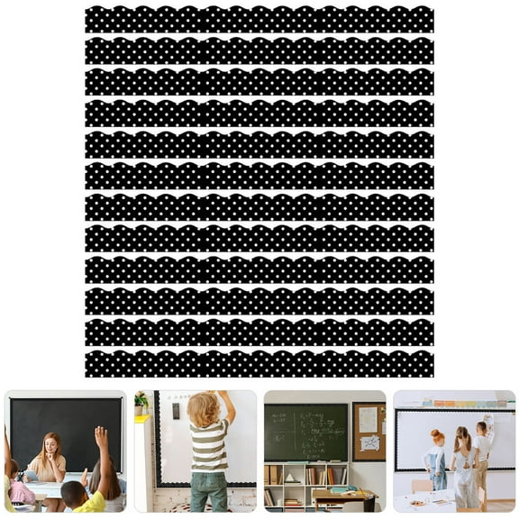 Amosfun 12Pcs Vintage Bulletin Board Border Magnetic Feature Black PVC for Office Decor